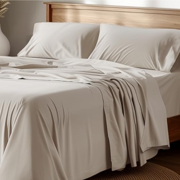 Bedsure Cotton Percale Queen Sheet Set - 100% Cotton Bed Set for Queen Size Bed, Breathable & Crirsp...