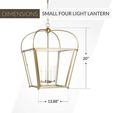 Generation Lighting 4-Light Charleston Pendant Light Fixture (Satin Brass) 5191004-848 | Modern Ceiling Light Fixture for Home Décor | 60W Torpedo Bulb Candelabra for Foyer or Living Room Décor