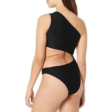 BEAGIMEG Women's Sexy One Shoulder Bathing Suit Cut Out One Piece Swimsuit Black