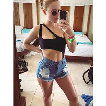 BEAGIMEG Women's Sexy One Shoulder Bathing Suit Cut Out One Piece Swimsuit Black