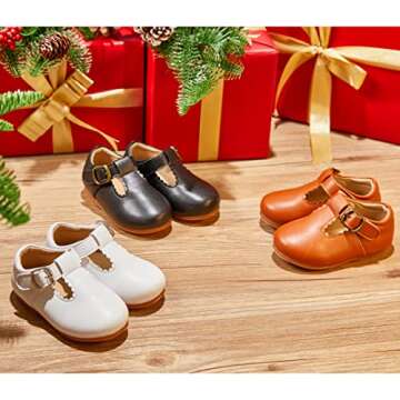 Felix & Flora Toddler Little Girl Gold Mary Jane Dress Shoes - Ballet Flats for Girl Party School Sh...