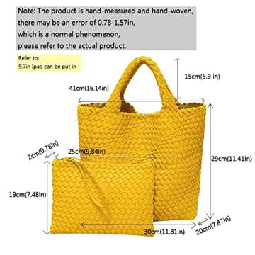 JINMANXUE Fashion Woven Bag Shopper Bag Travel Handbags and Purses Women Tote Bag Large Capacity Shoulder Bags(Black)