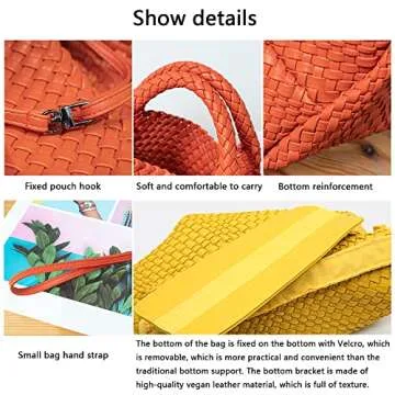 JINMANXUE Fashion Woven Bag Shopper Bag Travel Handbags and Purses Women Tote Bag Large Capacity Shoulder Bags(Black)