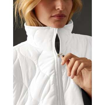 Fazortev Women's Puffer Poncho Pullover Quilted Jacket Short Sleeve Half Zipper Coat Cape Outerwear