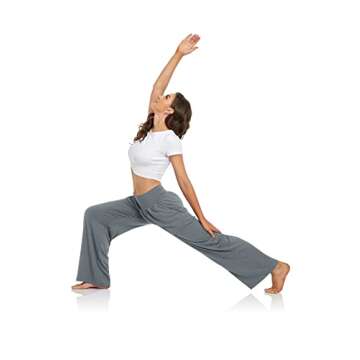 UEU Women's Cozy Thin High Waisted Sleep Yoga Pants Casual Loose Fit Sweatpants Comfy Lounge Pjs Pajamas Sweat Pant with Pockets(Mid Gray, M)