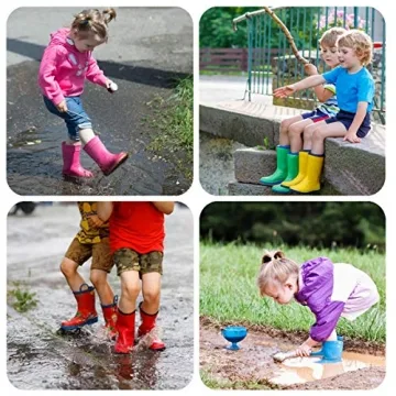 HugRain Toddler Boys Rain Boots Lightweight Waterproof Kids Shoes