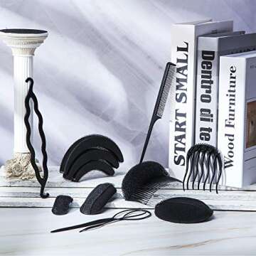 16 Pieces Hair Bump Sponge, Padding Volume Insert Tools, Simple Braid Tools, Bases up Combs, Hair Styling Accessories for Girls & Women