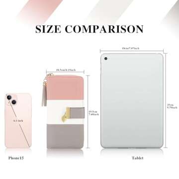 RFID Wallets for Women with Multiple Card Slots and Cellphone Compartment, Womens Wallet (pink/white/grey)