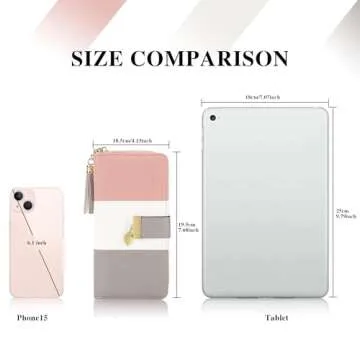 RFID Wallets for Women with Multiple Card Slots and Cellphone Compartment, Womens Wallet (pink/white/grey)