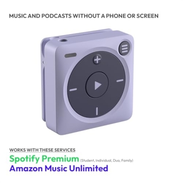 Mighty 3 Spotify & Amazon Music Player – Portable, Screen-Free, Offline, & Bluetooth/Wired Compati...