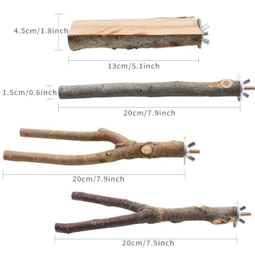 BILLIOTEAM Natural Wood Bird Perch for Small Birds