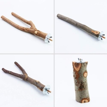 BILLIOTEAM Natural Wood Bird Perch for Small Birds