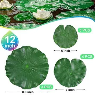 12Pcs Artificial Floating Lotus Leaves for Ponds