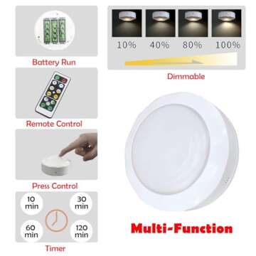 KAYYELAMP 3 Lamps Battery Run 55 Lumens LED Wall Lighting Remote Control Dimmable Black Metal Wall Sconces Retro Style Light Fixture for Loft-Easy to Install，Battery Not Included