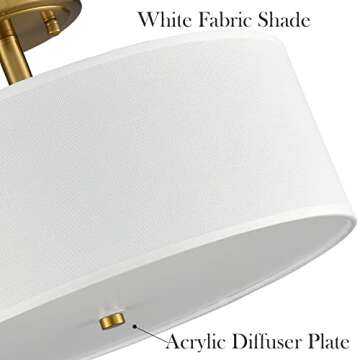 Dimmable Ceiling Light Fixture with Drum Shade in Gold