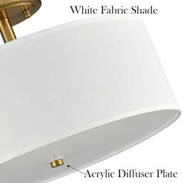 Dimmable Ceiling Light Fixture with Drum Shade in Gold