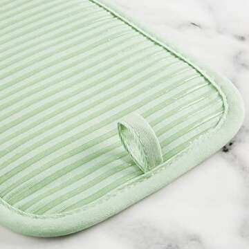 KITCHENAID Quilted Cotton Terry Cloth Oven Mitt, Pot Holder, Kitchen Towel 4-Pack Set, Heat Resistant, Silicone Grip, Gift Set, Pistachio, 16"x26", 7"x13" & 7"x10"