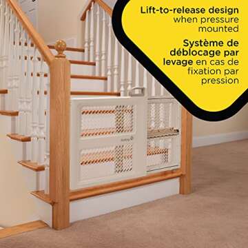 Safety 1st Baby Gates for Doorways, Pressure Mount Lift, Lock and Swing Gate, Dog Gates, Hardware Baby Gate for Stairs Fits 28"-42" Wide