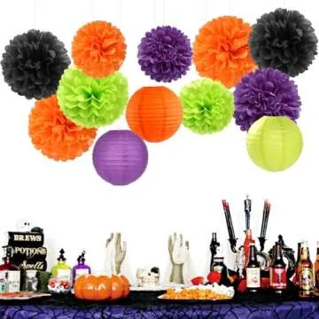 Vibrant Black-Orange Purple Green Halloween Party Decor