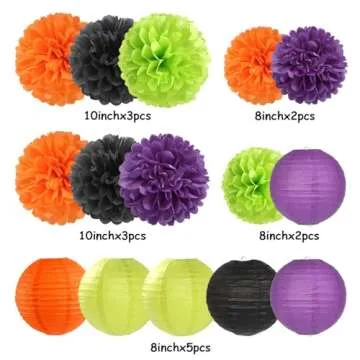 Vibrant Black-Orange Purple Green Halloween Party Decor