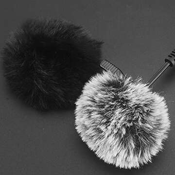 6 Pack Lavalier Microphones Windscreen, DaKuan 0.2/0.4 Inch Lapel Furry Microphone Muff, Mini Windproof Wind Screen for Most Lavalier Microphones (0.2inch, Black/Gray)