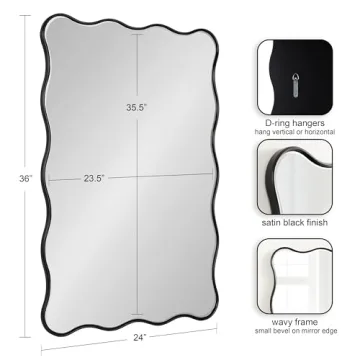 Kate and Laurel Viona Mirror, Elegant Wavy Design for Any Room