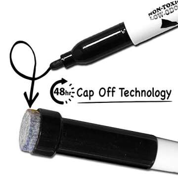 Kleenslate Concepts KLS6108 Multi-Color Dry Markers with Eraser Caps School Supplies, Assorted