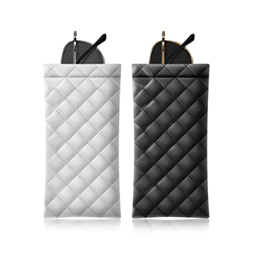 COMF-PRO Squeeze Top Sunglass Pouch - Premium Lightweight PU Leather 2 Pack