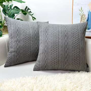 Booque Valley Decorative Pillow Covers, Pack of 2 Super Soft Stretchy Pilling-Resistant Modern Cushion Covers Gray Cushion Covers Throw Pillow Cases for Sofa Bed Car Chair, 20 x 20 inch(Grey)