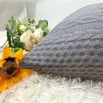 Booque Valley Decorative Pillow Covers, Pack of 2 Super Soft Stretchy Pilling-Resistant Modern Cushion Covers Gray Cushion Covers Throw Pillow Cases for Sofa Bed Car Chair, 20 x 20 inch(Grey)