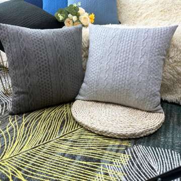 Booque Valley Decorative Pillow Covers, Pack of 2 Super Soft Stretchy Pilling-Resistant Modern Cushion Covers Gray Cushion Covers Throw Pillow Cases for Sofa Bed Car Chair, 20 x 20 inch(Grey)