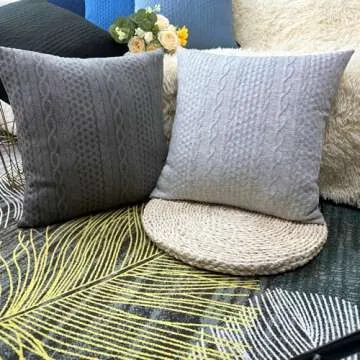 Booque Valley Decorative Pillow Covers, Pack of 2 Super Soft Stretchy Pilling-Resistant Modern Cushion Covers Gray Cushion Covers Throw Pillow Cases for Sofa Bed Car Chair, 20 x 20 inch(Grey)