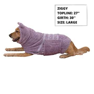 DERPYCHAPPY Premium Dog Bathrobe Towel, Absorbent Microfiber Robe for Small Medium Extra Large Dogs and Cats, Stylish Cozy Quick Pet Drying Towels After Bath, Pool or Beach (L, Lavender)