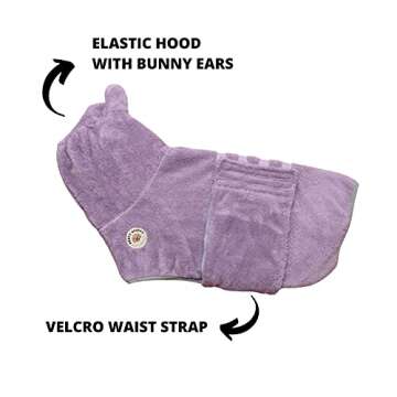 DERPYCHAPPY Premium Dog Bathrobe Towel, Absorbent Microfiber Robe for Small Medium Extra Large Dogs and Cats, Stylish Cozy Quick Pet Drying Towels After Bath, Pool or Beach (L, Lavender)