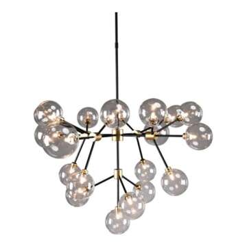 Kosas Home Timothy 20-Light Iron and Glass Chandelier - Elegant Black & Gold Design
