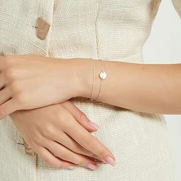 MONOZO 14K Gold Filled Initial Bracelet for Women