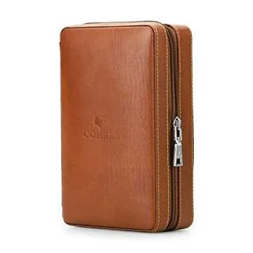 Time C club 4-Finger Portable Travel Leather Cigar Case, Cigar Cutter, Cigar Humidor with Cigar Cutt...