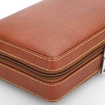 Time C club 4-Finger Portable Travel Leather Cigar Case, Cigar Cutter, Cigar Humidor with Cigar Cutter and Humidifier, Groomsmen Gift, Birthday Gift