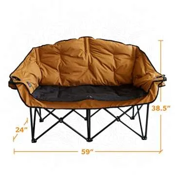 Kuma Outdoor Gear Bear Buddy/Double Chair with Carry Bag, Ultimate Portable Luxury Outdoor Double Camping Chair for Glamping, Sports & Outdoor Adventures (Sierra/Black)