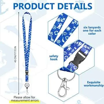 Hotop 6 Sets Cruise Lanyards Adjustable with Retractable Reel Carnival Cruise Essentials Ship Lanyard with ID Holder Waterproof ID Badge Holder for Women Men Kids Travel Accessories