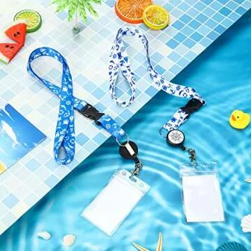 Hotop 6 Sets Cruise Lanyards Adjustable with Retractable Reel Carnival Cruise Essentials Ship Lanyard with ID Holder Waterproof ID Badge Holder for Women Men Kids Travel Accessories