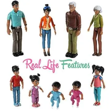 Beverly Hills Doll Collection Sweet Li'l Family Hispanic Dollhouse People Set of 9 Action Figure Set - Grandpa, Grandma, Mom, Dad, Sister, Brother, Toddler, Twin Boy & Girl