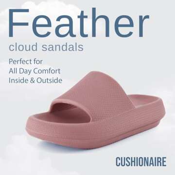 CUSHIONAIRE Feather Slides – Comfortable Cloud Cushion House Slippers for Women, Indoor Outdoor EV...