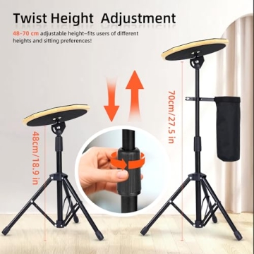 Upgraded 12 Inch Silent Drum Practice Pad with Stand