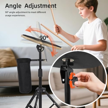 Upgraded 12 Inch Silent Drum Practice Pad with Stand