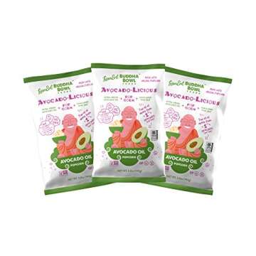LesserEvil Buddha Bowl Avocado-Licious Organic Popcorn - Healthy Vegan Snack Pack of 3 - 5oz