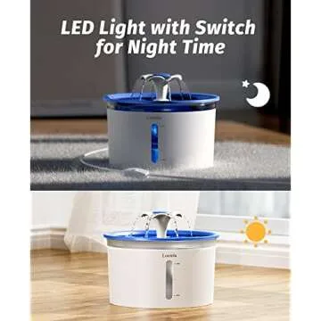 Loomla Cat Water Fountain, 85oz/2.5L Pet Water Fountain Indoor, Automatic Dog Water Dispenser with Switchable LED Lights, 2 Replacement Filters for Cats, Dogs, Pets (Navy Blue), VC1471