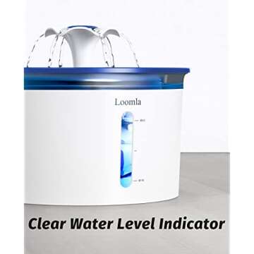 Loomla Cat Water Fountain, 85oz/2.5L Pet Water Fountain Indoor, Automatic Dog Water Dispenser with Switchable LED Lights, 2 Replacement Filters for Cats, Dogs, Pets (Navy Blue), VC1471