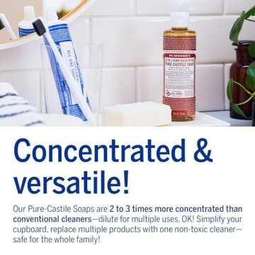 Dr. Bronner's - Pure-Castile Liquid Soap (Eucalyptus, 8 ounce) - Made with Organic Oils, 18-in-1 Uses: Face, Body, Hair, Laundry, Pets and Dishes, Concentrated, Vegan, Non-GMO