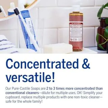 Dr. Bronner's - Pure-Castile Liquid Soap (Eucalyptus, 8 ounce) - Made with Organic Oils, 18-in-1 Uses: Face, Body, Hair, Laundry, Pets and Dishes, Concentrated, Vegan, Non-GMO
